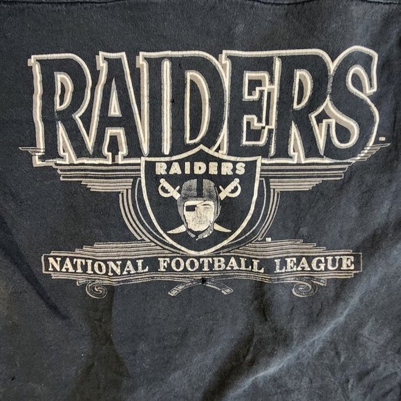 Vintage M Las Vegas Raiders Football Shirt 3/4 length V-Neck Sweatshirt Jersey - Picture 3 of 6
